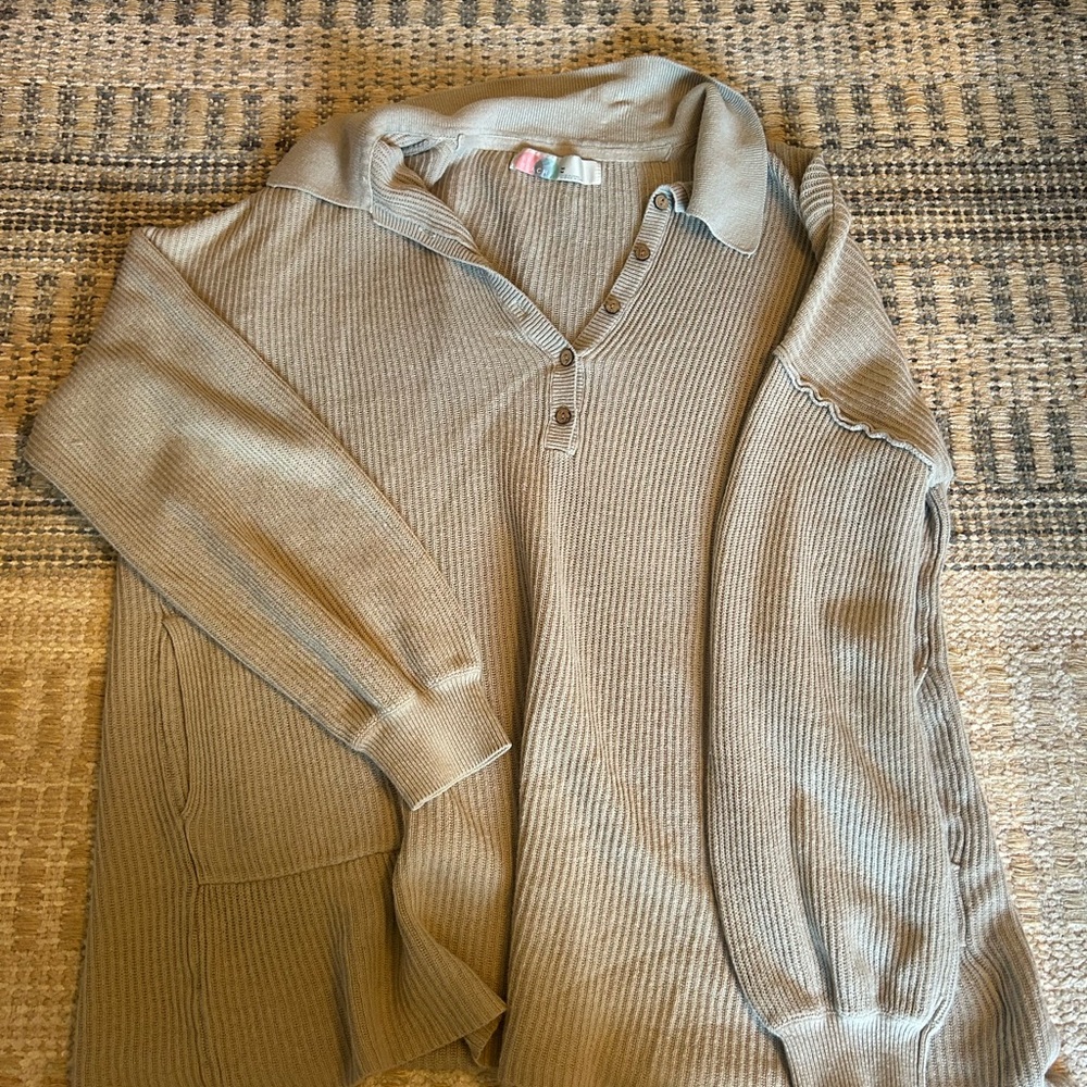 Elegant V-Neck women’s Sweater in Tan